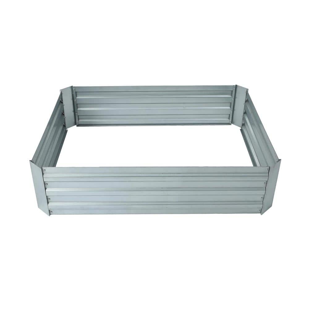 Luxen Home 48 in. Galvanized Metal Rectangular Raised Garden Bed WHPL1271