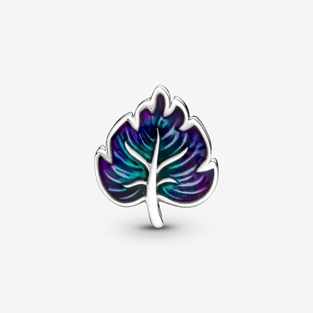 PANDORA  Purple & Green Leaf Charm