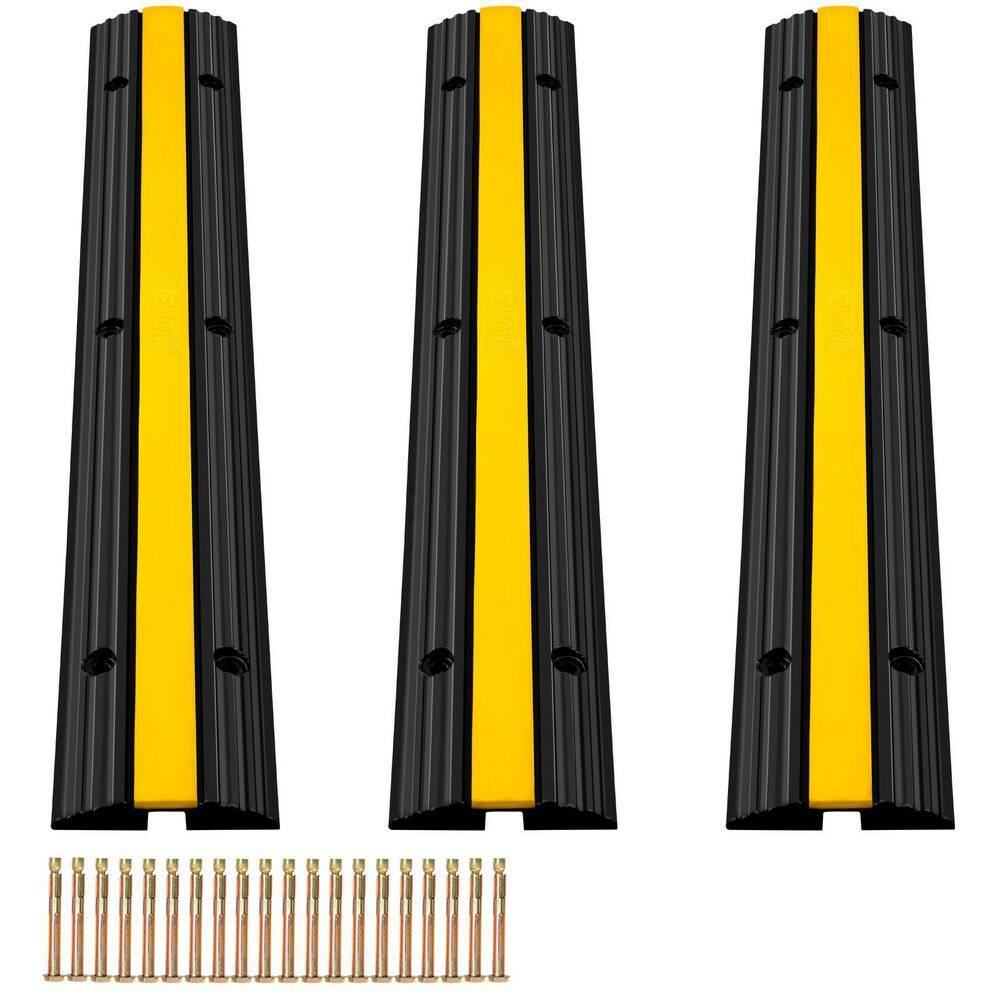 VEVOR 3 PCS Cable Protector Ramp 1 Channel 22046 LBS Loading Protective Wire Cord Ramp Heavy-Duty for Driveway GXBGXBDX3PCS121IMV0