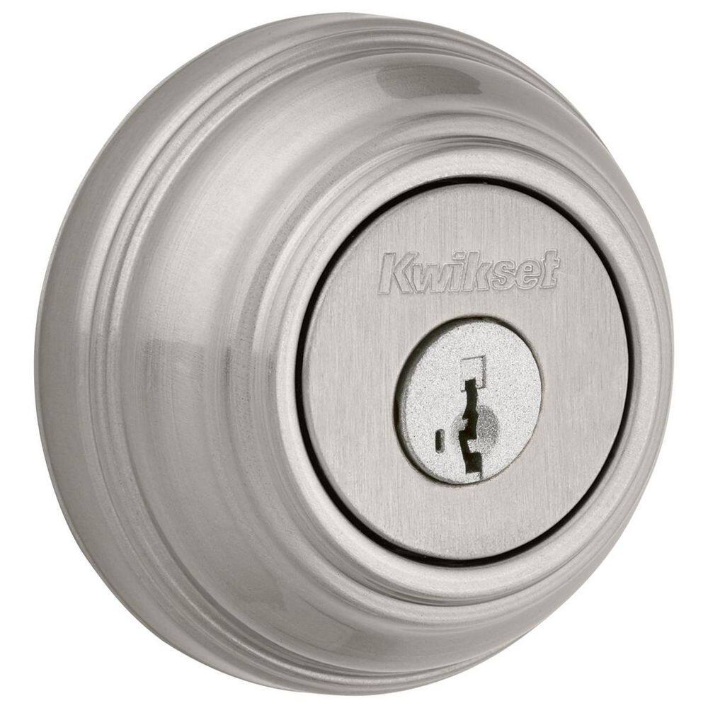 Kwikset Satin Nickel Single Cylinder Deadbolt featuring SmartKey Security with Microban Antimicrobial Technology 98015SMTCPK4V1