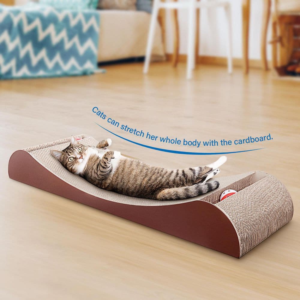 Tidoin Cat Scratcher Cardboard Lounge Bed with Bell Ball Toy DHS-YDW1-266