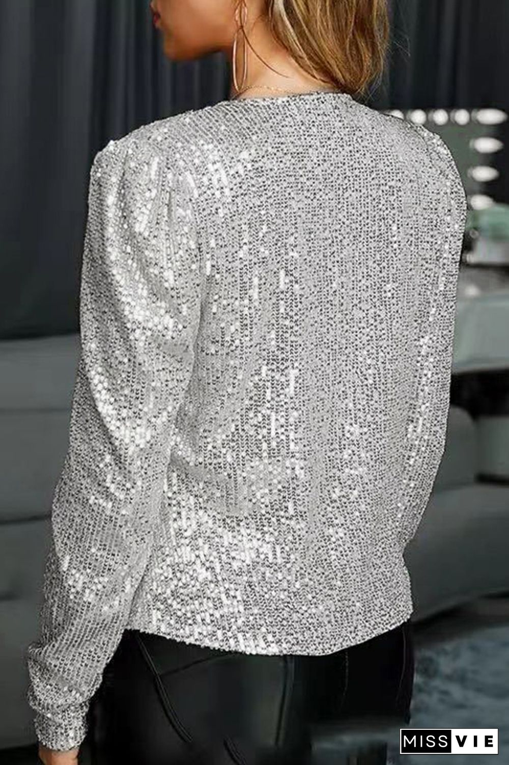 Plain Sequin Short Length Open Jackets