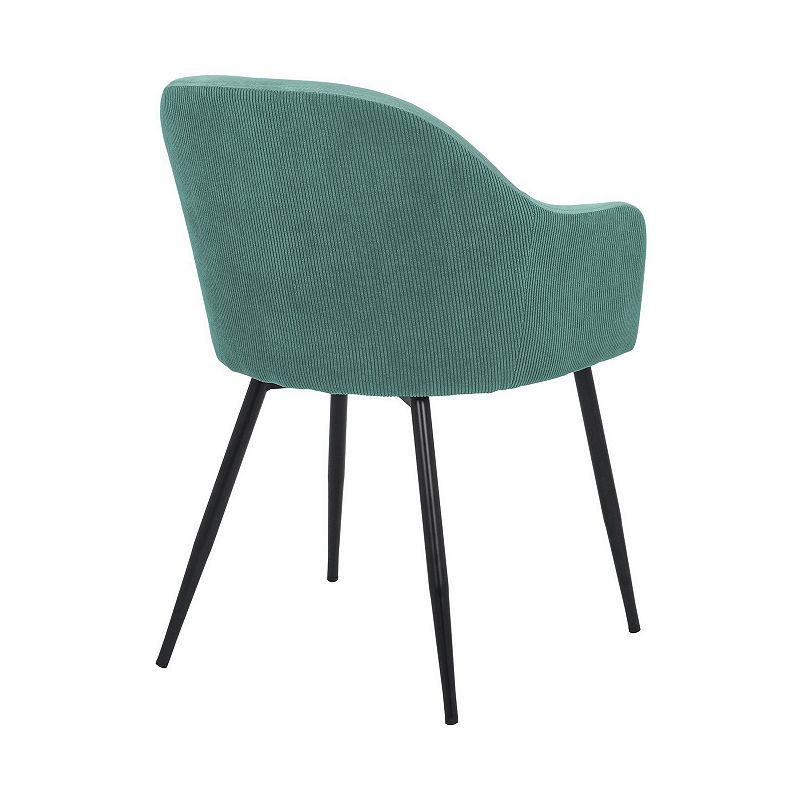 23 Inch Modern Dining Chair， Curved Back， Polyester， Metal Legs， Teal Blue