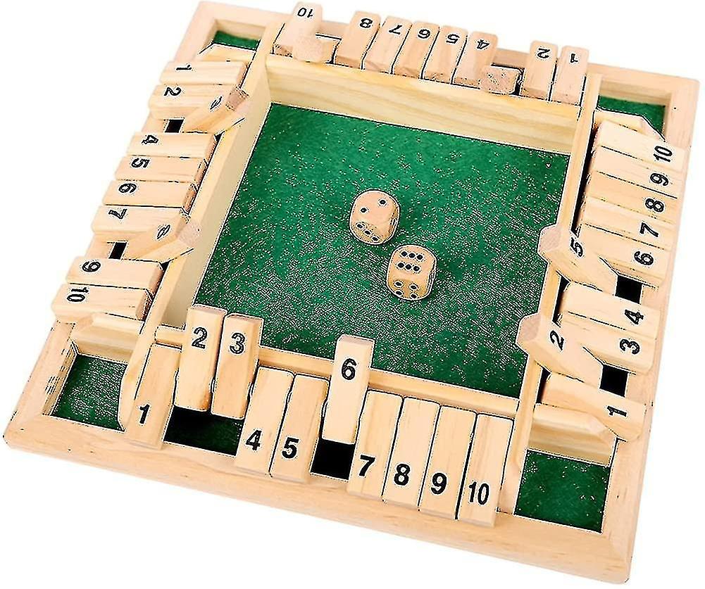 Closed Box Wooden Game， 4 Player Flop Game Classic Number Dice Table Game