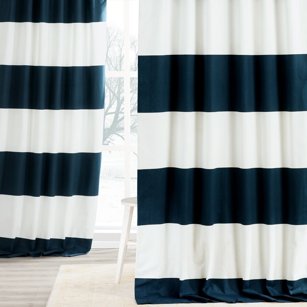 Exclusive Fabrics Cabana Cotton Horizontal Stripe 96 inch Curtain (1 Panel)