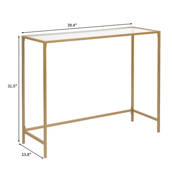 Modern Console Sofa Table， Tempered Glass Entryway Table for Hallway