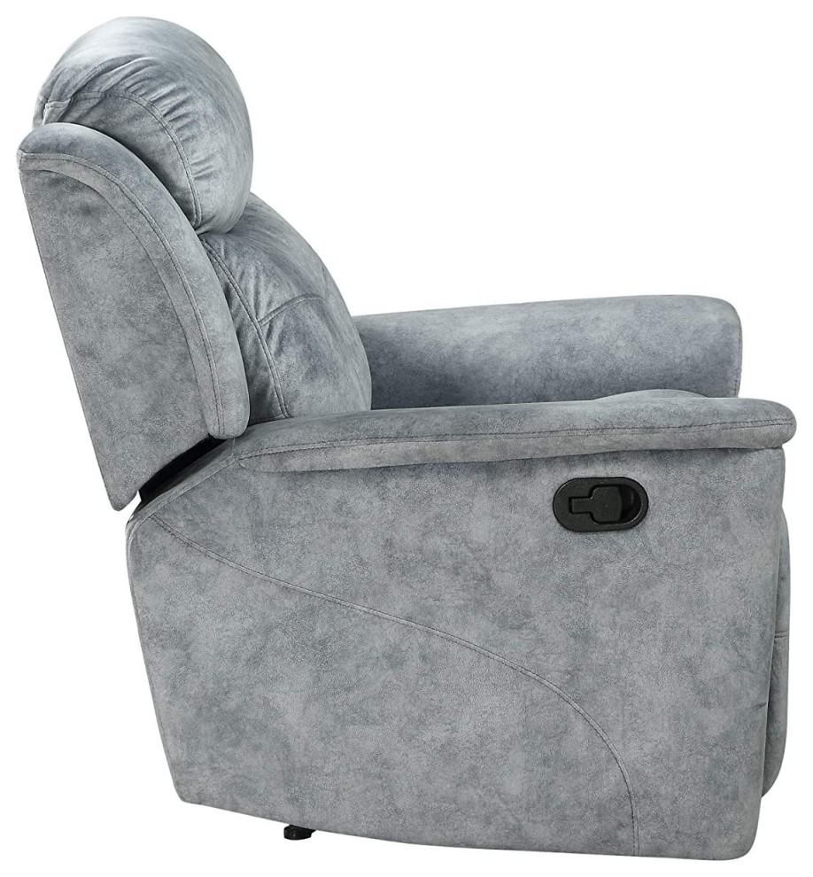 Modern Recliner Chair  Manual Mechanism With Tight Cushion Backrest  Silver Gray   Contemporary   Recliner Chairs   by Declusia  Houzz