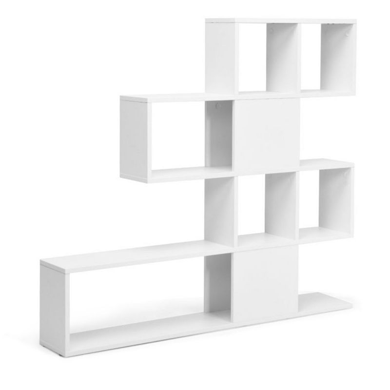 Hivago 5-Tier Bookshelf Corner Ladder Bookcase with Storage Rack and White