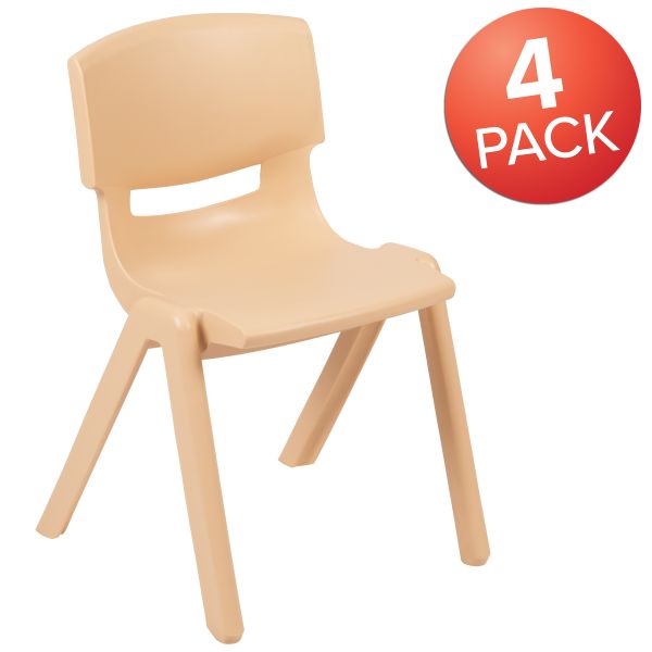 Whitney 4 Pack Natural Plastic Stackable School Chair with 13.25