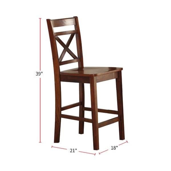 Set of 2 Wooden Counter Height Chairs