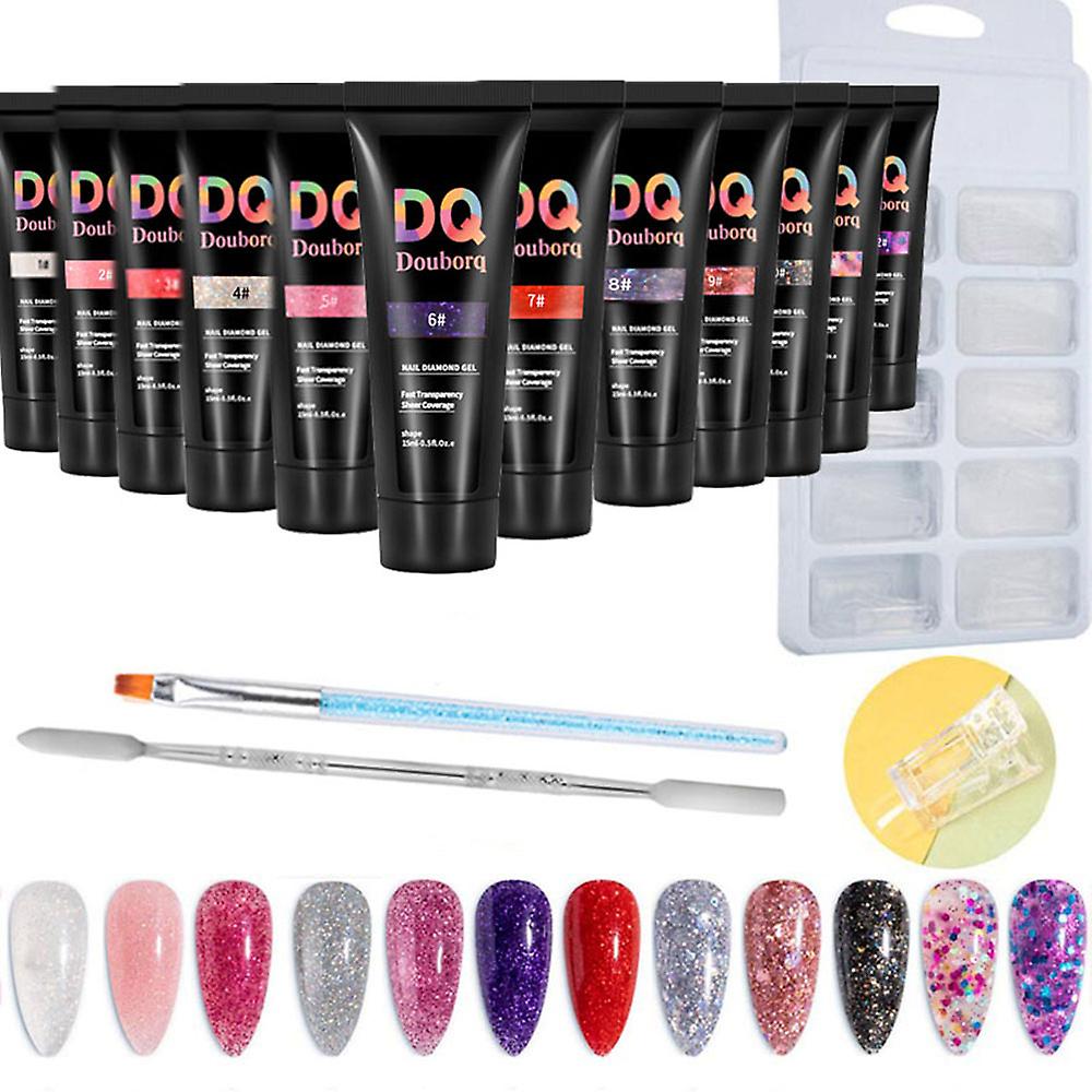 15ml Diamond Gel Quick Builder Extension Gel + 100pcs Nail Molds Diamond Pen Steel Push Clip Manicure Set  3