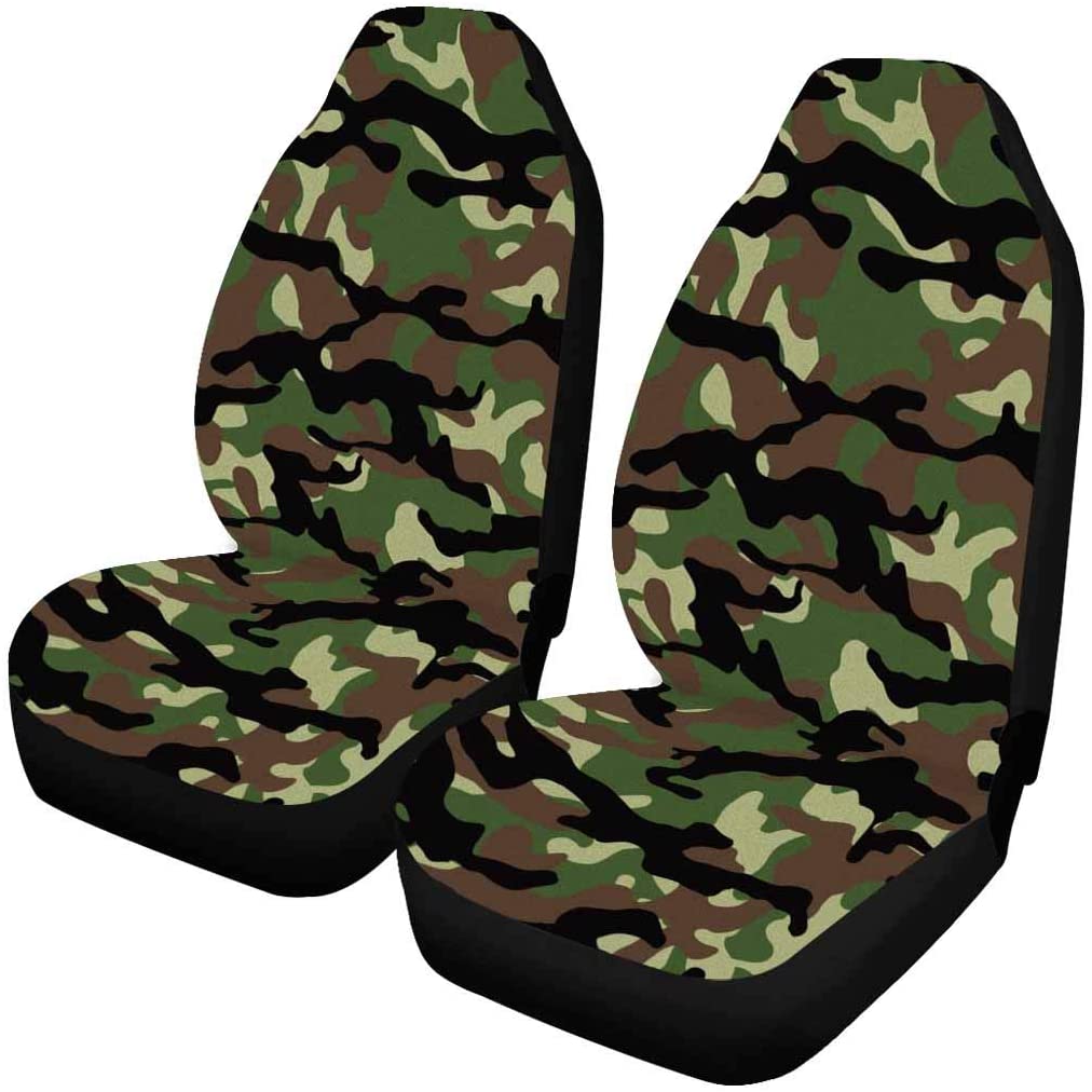 KXMDXA Set of 2 Car Seat Covers Fashionable Camouflage Millatry Camouflage Universal Auto Front Seats Protector Fits for Car，SUV Sedan，Truck