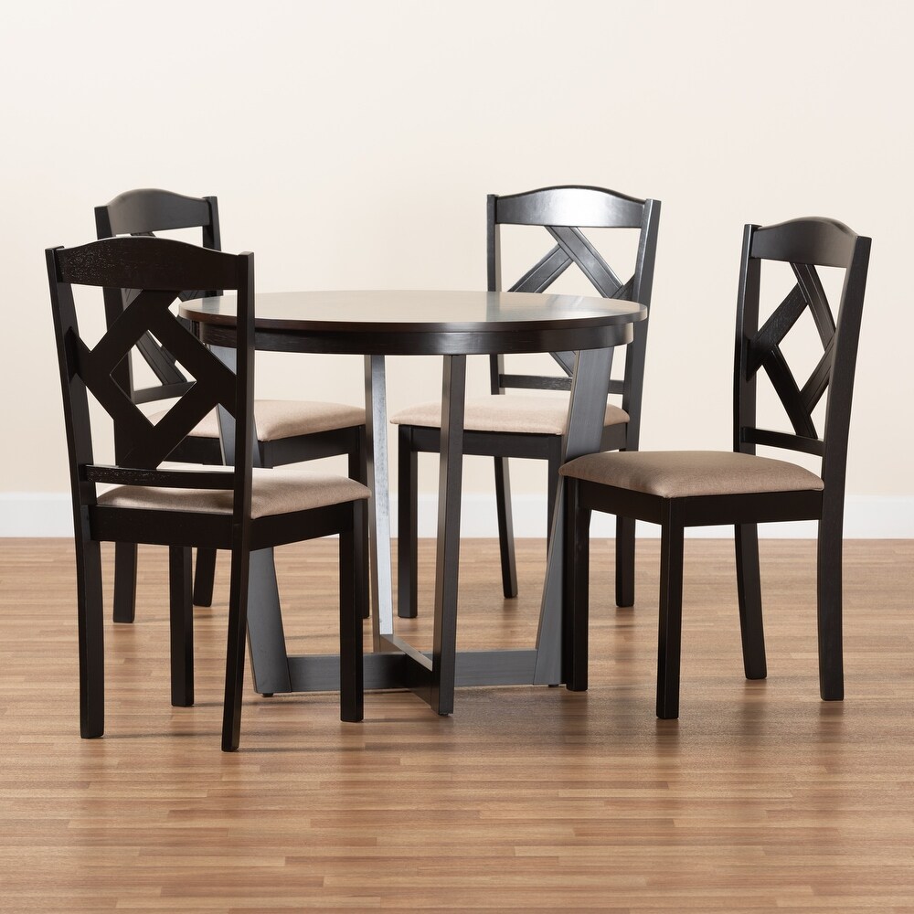 Morigan Sand Fabric and Wood Dining Set (5pc)