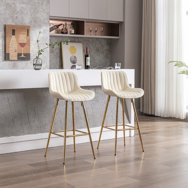 30 Inch Set of 2 Bar Stools Counter Stool Golden Leg Simple High Bar Stool