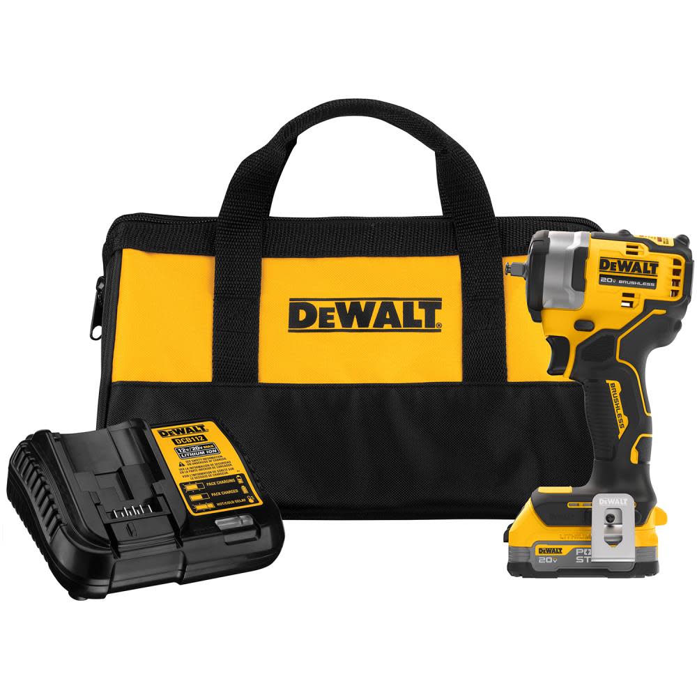 DEWALT 20V MAX 3/8 Impact Wrench with Hog Ring Anvil and POWERSTACK Compact Battery ;