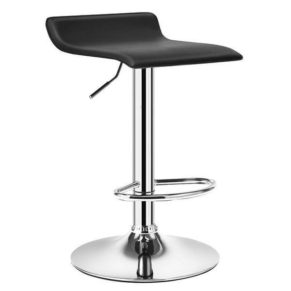 Set of 2 Adjustable PU Leather Backless Bar Stools