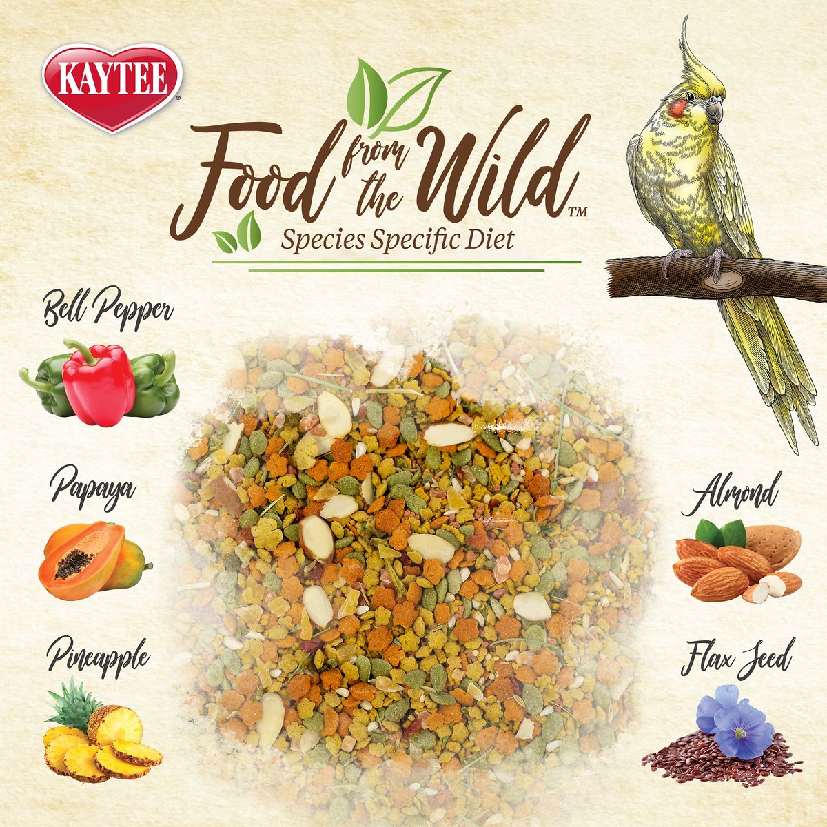 Kaytee Food from the Wild Cockatiel Bird Food， 2.5-lb bag