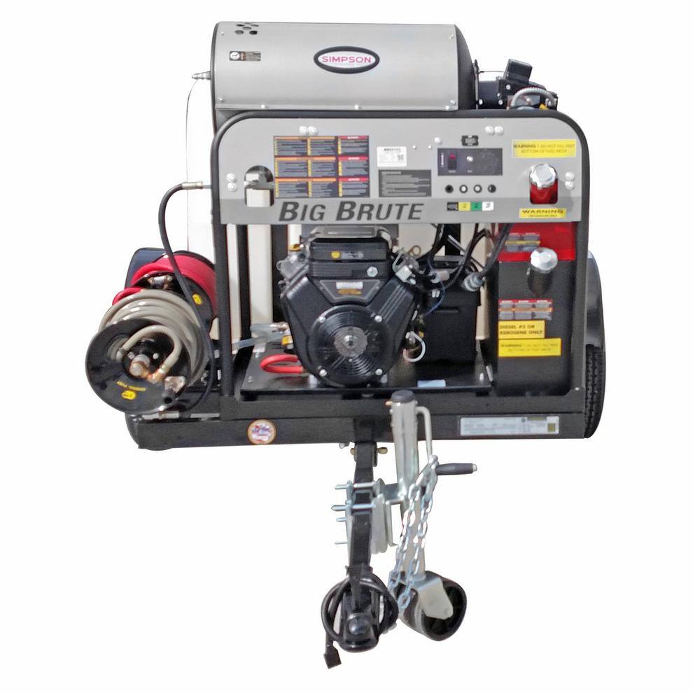 SIMPSON Mobile Trailer 4000 PSI 4.0 GPM Gas Hot Water Professional Pressure Washer with VANGUARD V-Twin Engine 95006