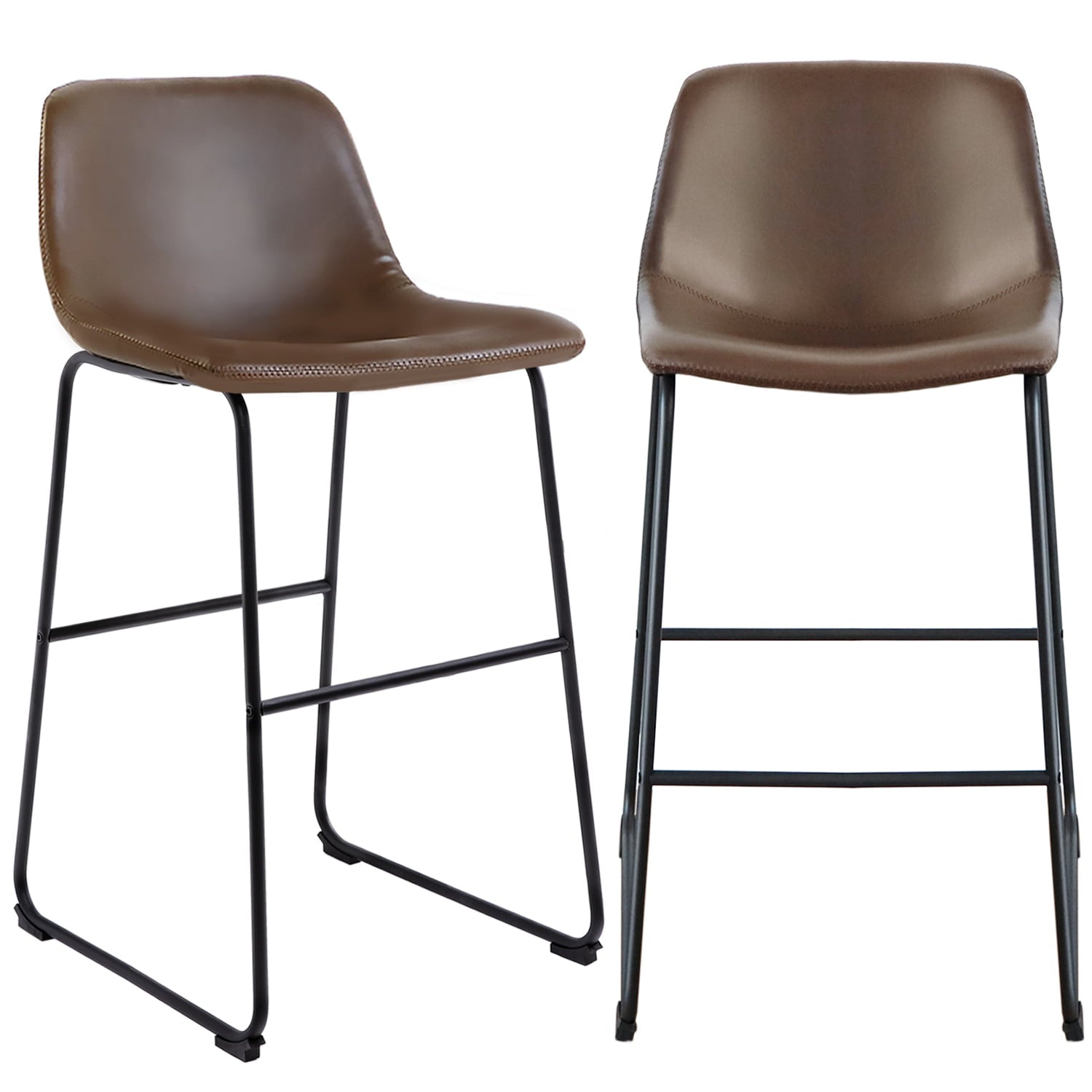 30 Upholstered Bar Stools with Backs Kitchen， Brown， Set of 2