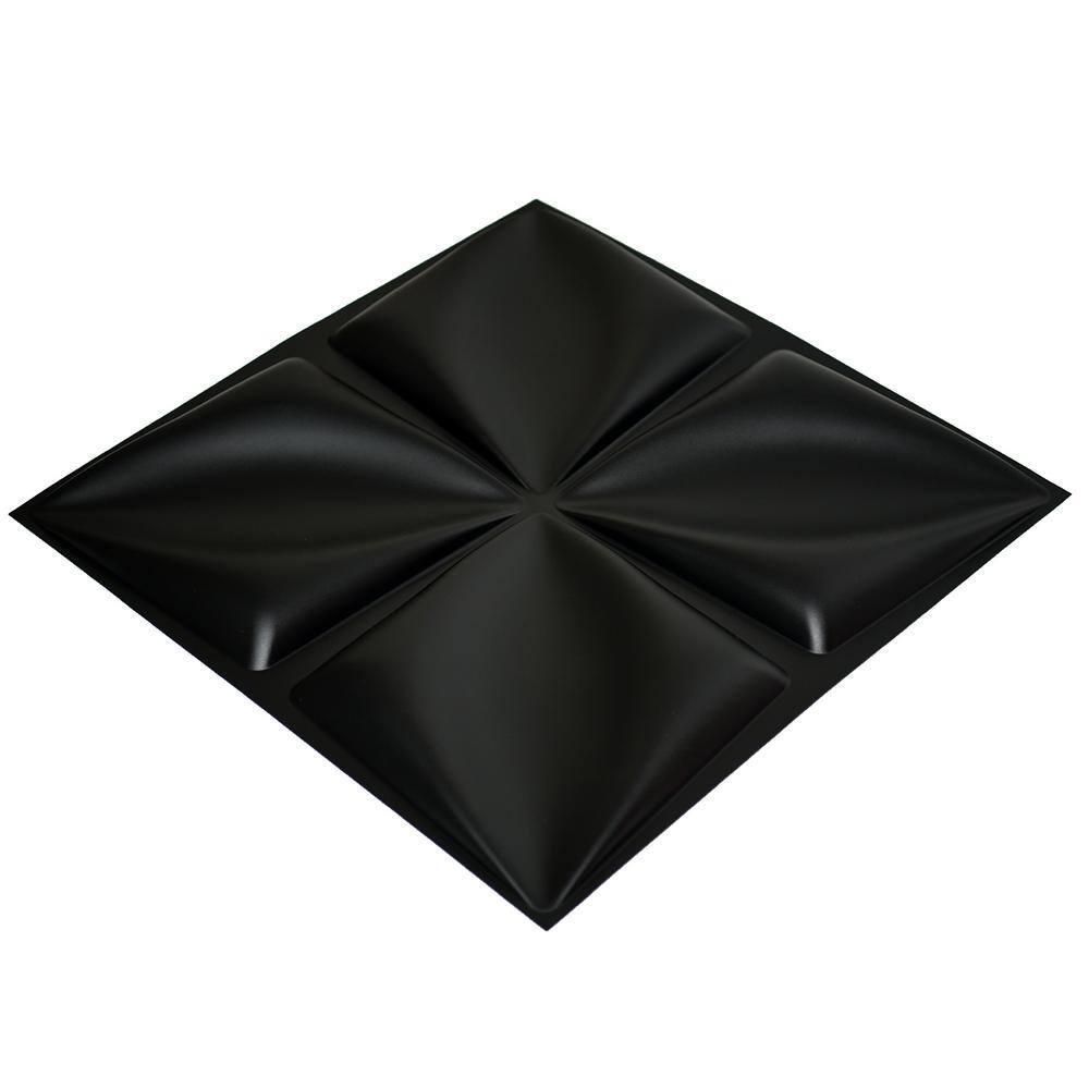 Art3d Butterfly Pattern 19.7 in. x 19.7 in. PVC Decorative 3D Wall Panel in Black (Set of 12) A10hd001BKP12