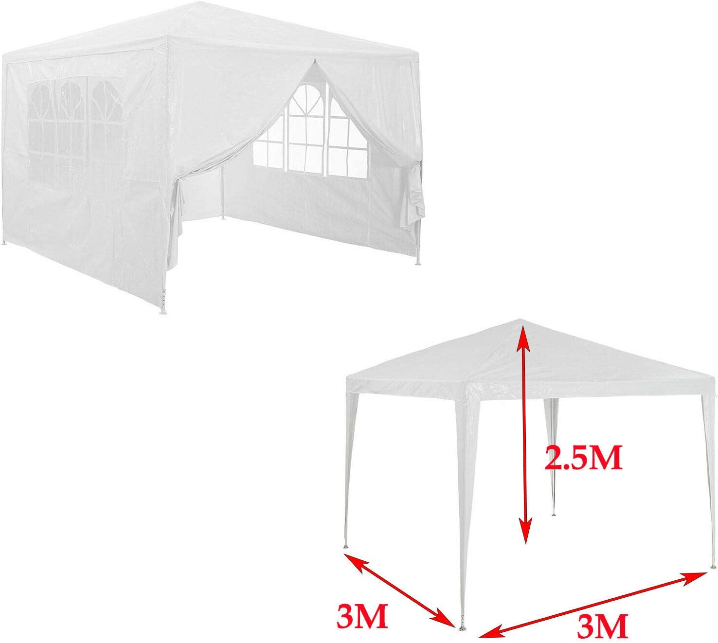 Dayplus 10'X10' Party Tent Outdoor PE Garden Gazebo Marquee Canopy Awning With Full Sidewall