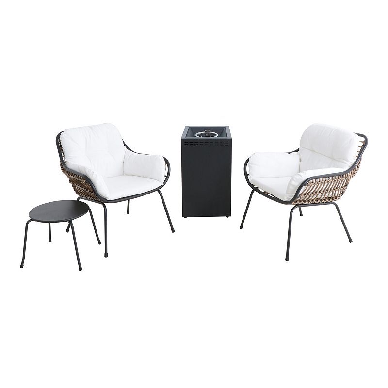 Hanover Accessories Naya Column Fire Pit Chat Arm Chair 4-piece Set