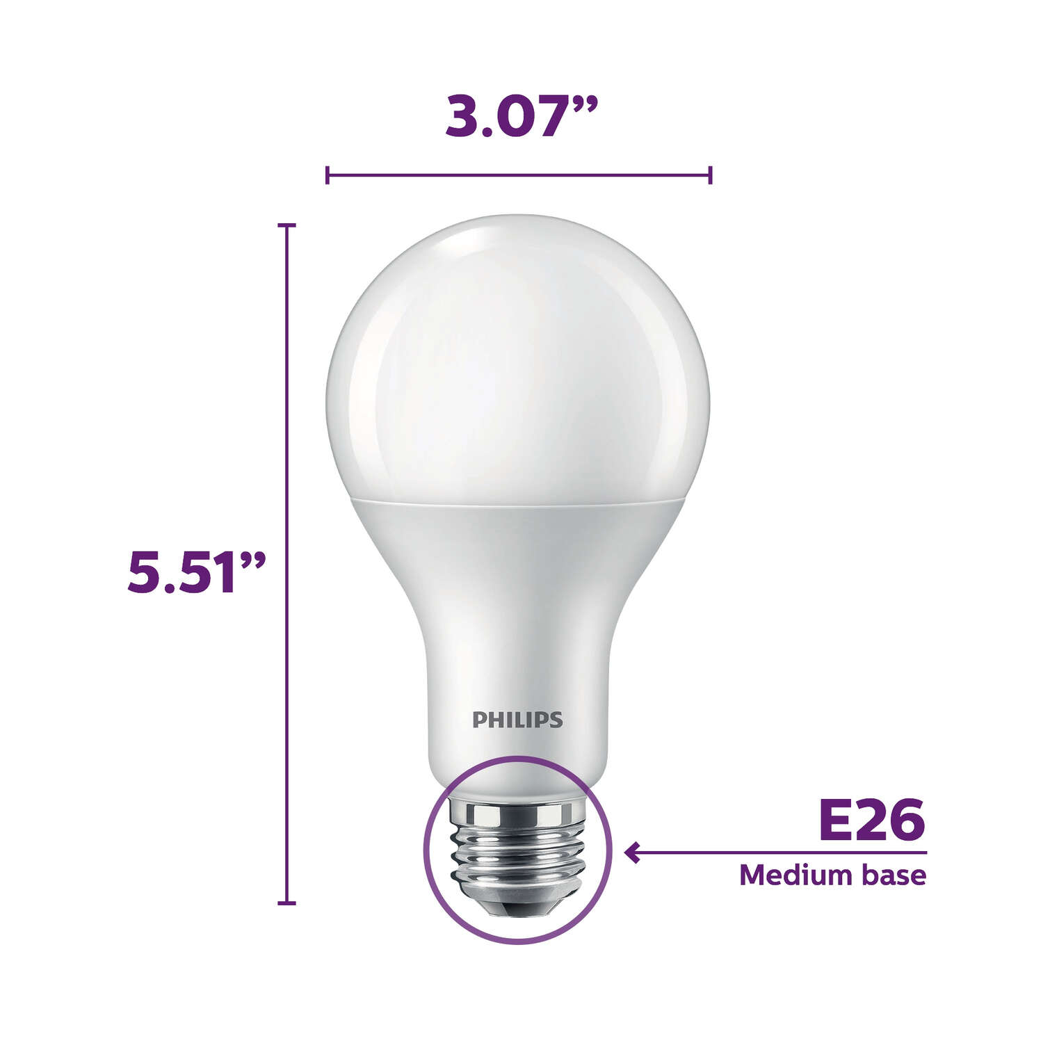 Philips A19 E26 (Medium) LED Bulb Soft White 100 Watt Equivalence 1 pk