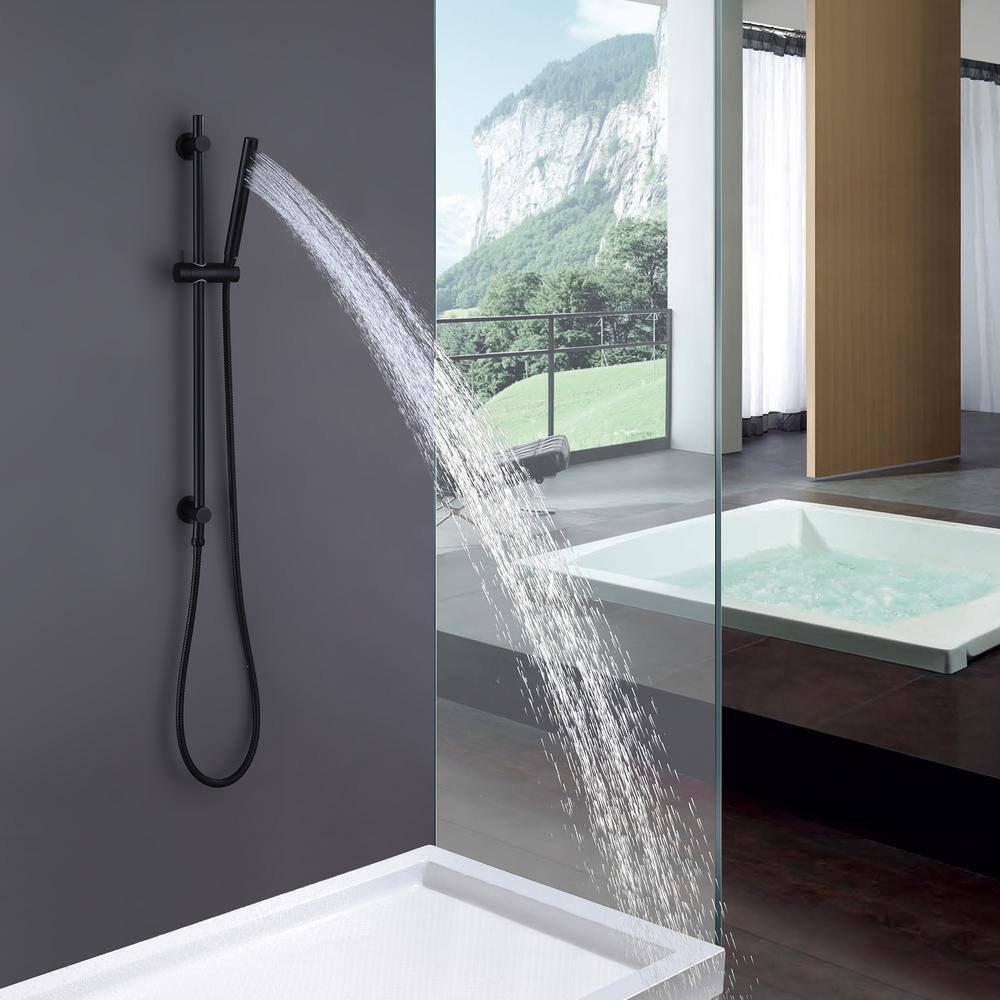 Fapully Wall Mount Handheld Shower Head with Adjustable Slide Bar in Matte Black HSJ-0012B