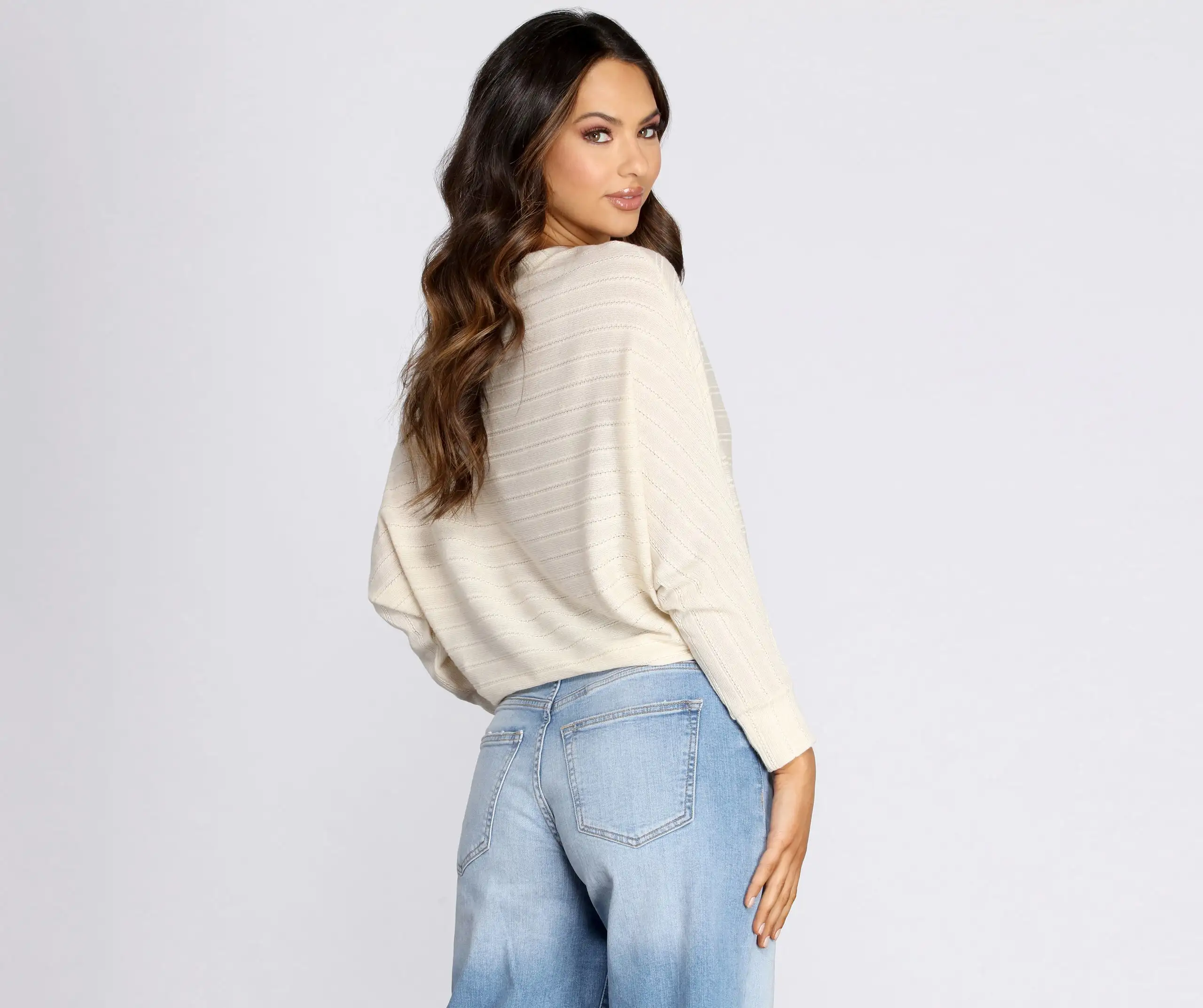 Ribbed Knit Dolman Sleeve Top