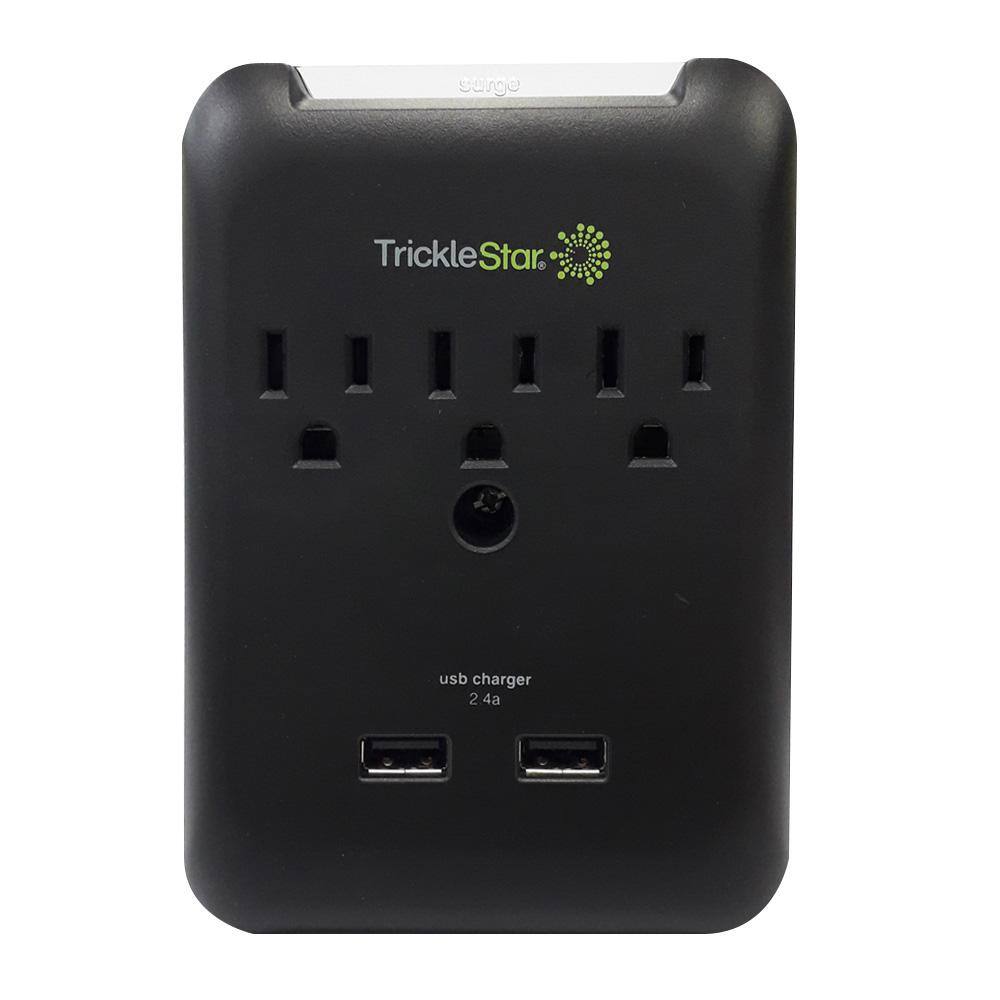 TRICKLESTAR 3-Outlet Surge Protector With USB Charging Ports TS1207