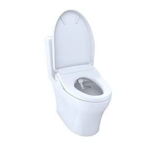 TOTO Aquia IV 2-Piece 0.81.28 GPF Dual Flush Elongated ADA Comfort Height Toilet in Cotton WhiteS550E Washlet Seat Included MW4463056CEMFGN#01