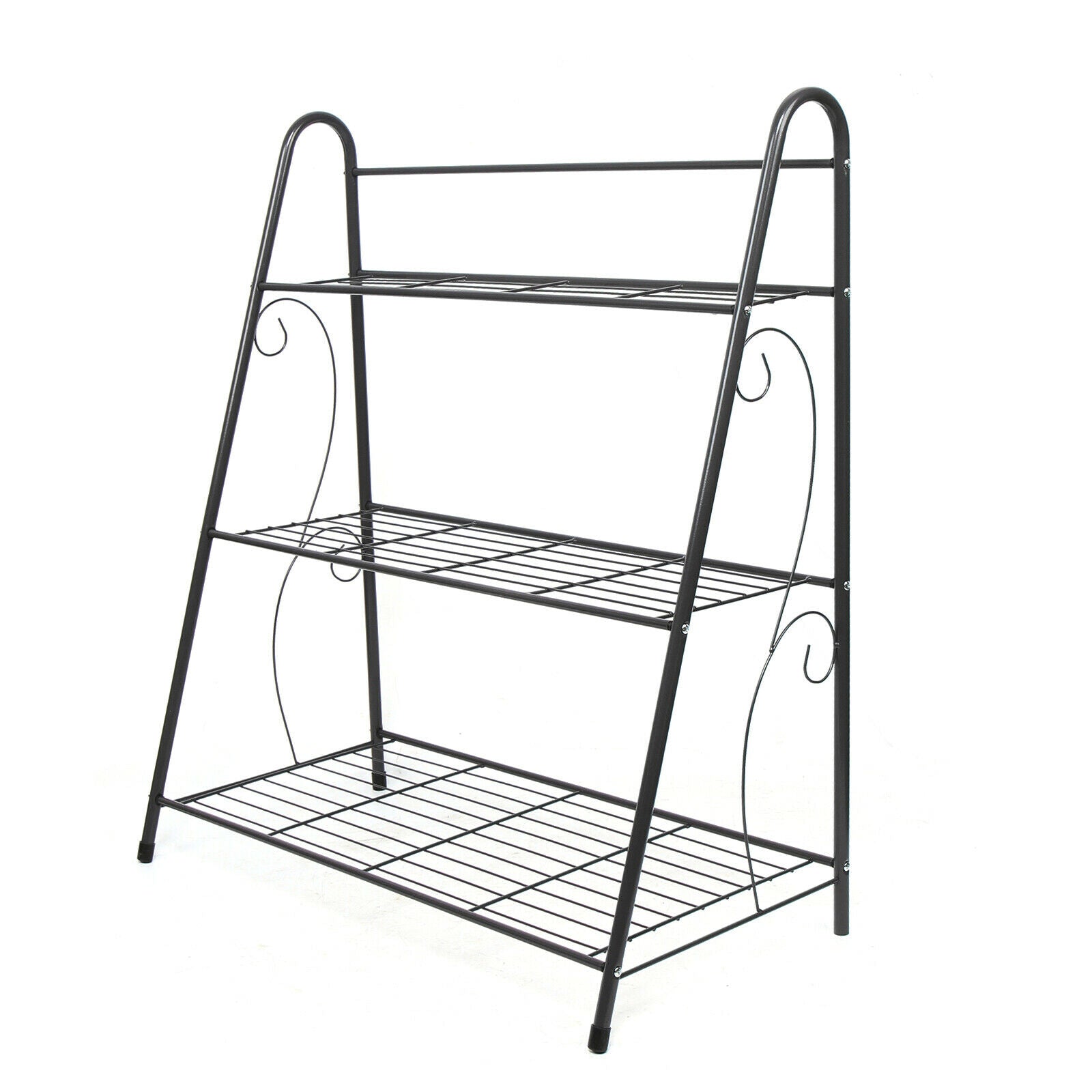 Miumaeov 3 Tier Metal Shelves Flower Pot Plant Display Rack for Indoor Outdoor Step Plant Pot Stand Planter Shelf Multiple Flower Pot Storage Rack