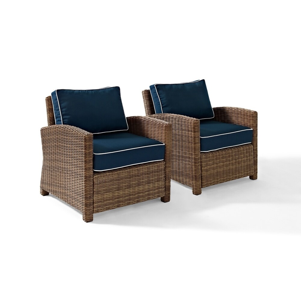 Bradenton Outdoor Arm Chairs with Navy Cushions (set of 2)