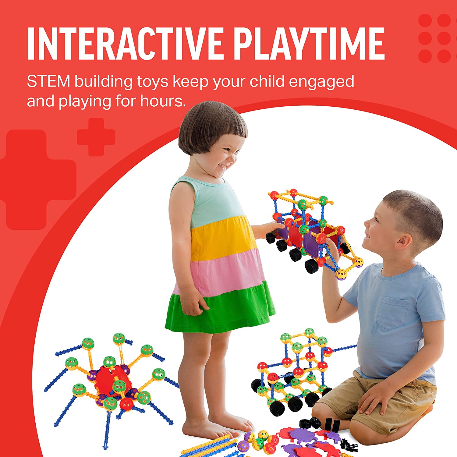 Lavinya STEM Master Building Toys for Kids Ages 4-8 - STEM Toys Kit w/176 Durable Pieces， Design Guide， Reusable Toy Storage Box Educational for Girls and Boys