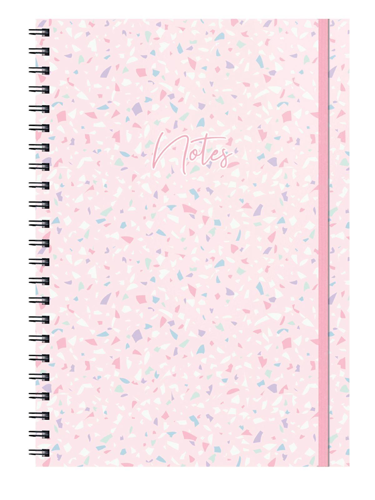 Stylish Pink Soft Cover Wiro A4 White Ruled Notebook