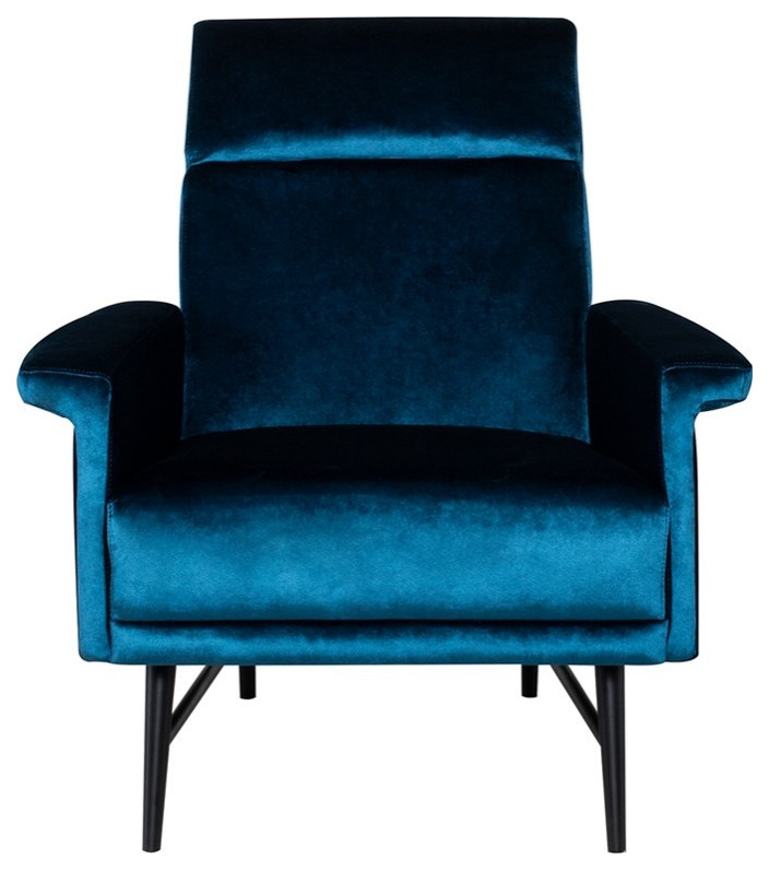 Calais Occasional Chair midnight blue velour   Midcentury   Armchairs And Accent Chairs   by Virgil Stanis Design  Houzz