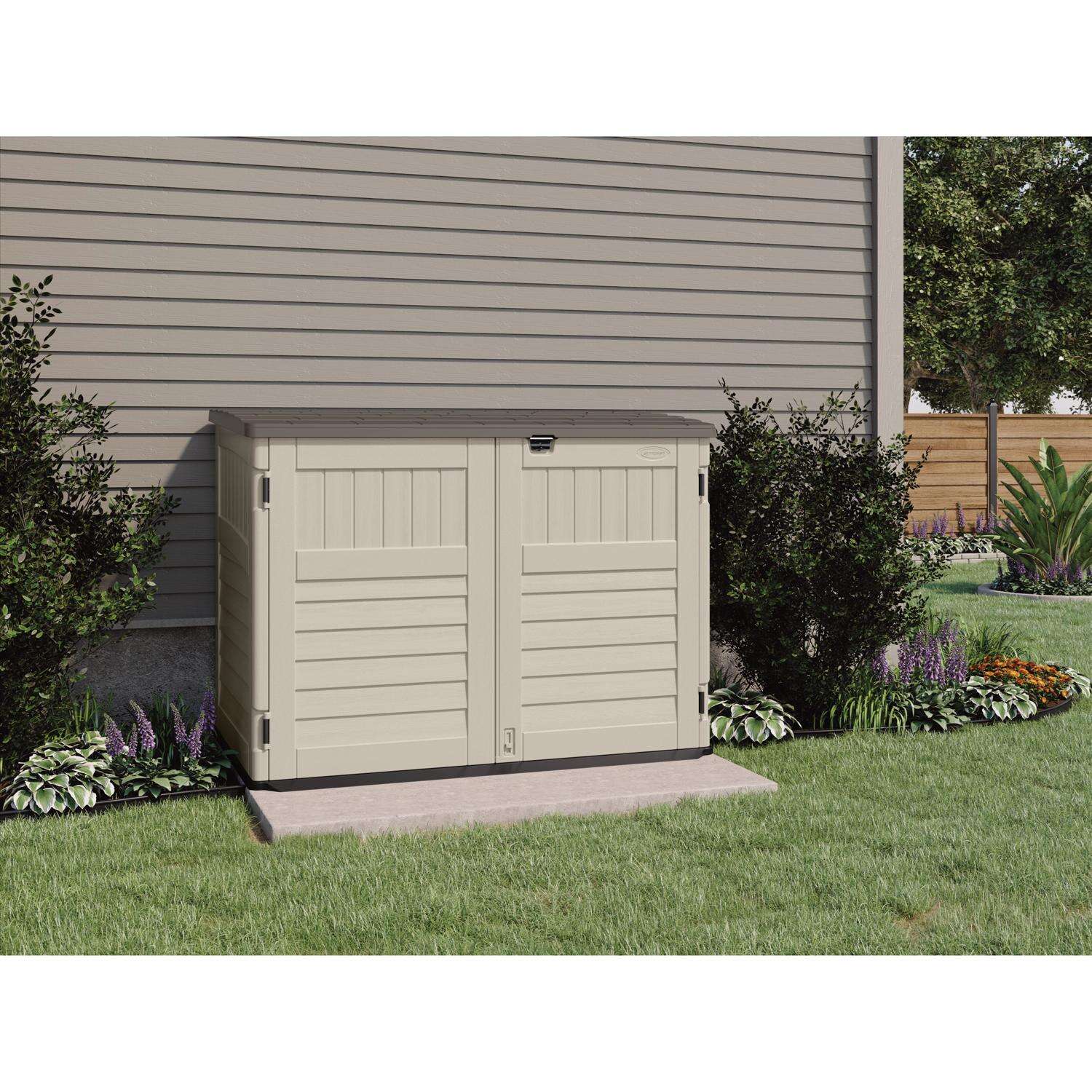 Suncast The Stow-Away 6 ft. x 4 ft. Resin Horizontal Pent Storage Shed with Floor Kit