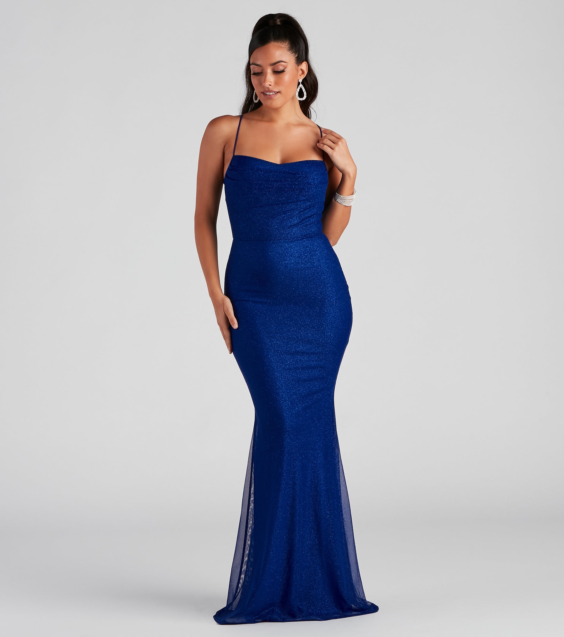 Addison Glitter Mesh Formal Dress