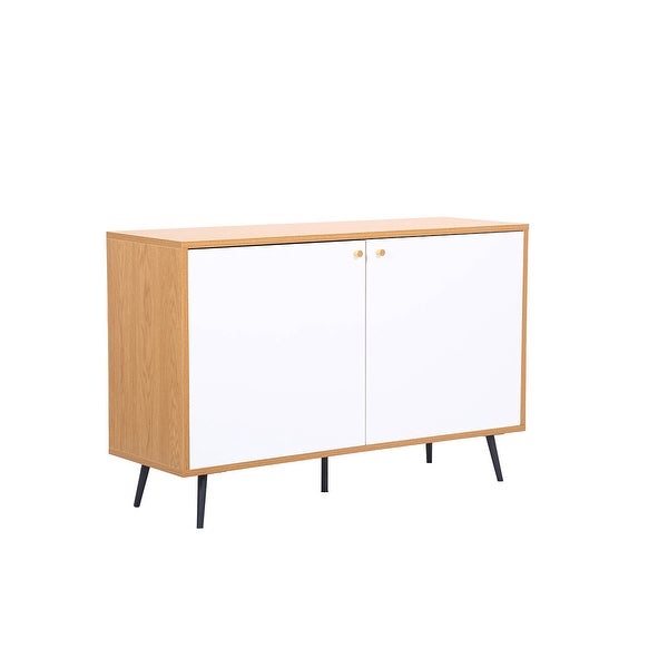 Light Brown and White Storage Console Cabinet Table