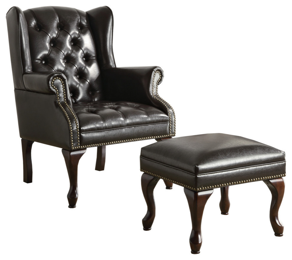 Significantly Grand Accent Chair With Ottoman  Black   Traditional   Armchairs And Accent Chairs   by VirVentures  Houzz