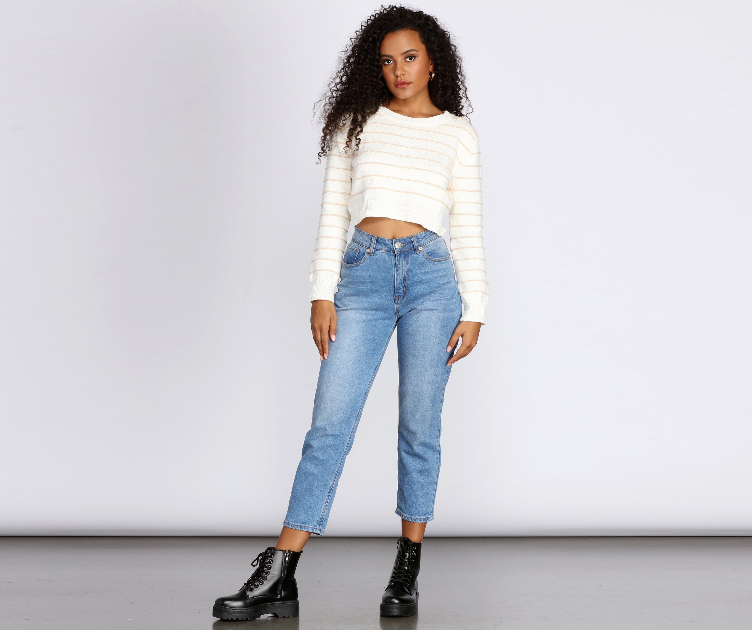 Stand Out Striped Cropped Sweater