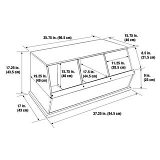 Badger Basket 37 in. W x 17 in. H x 19 in. D White Stackable 3-Storage Cubbies 09778