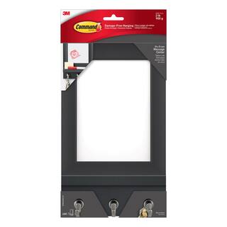 Command 2 lb. Slate Hanging Dry Erase Message Center (1 Organizer 3 Hooks 8 Strips) HOM24DEBS-ES