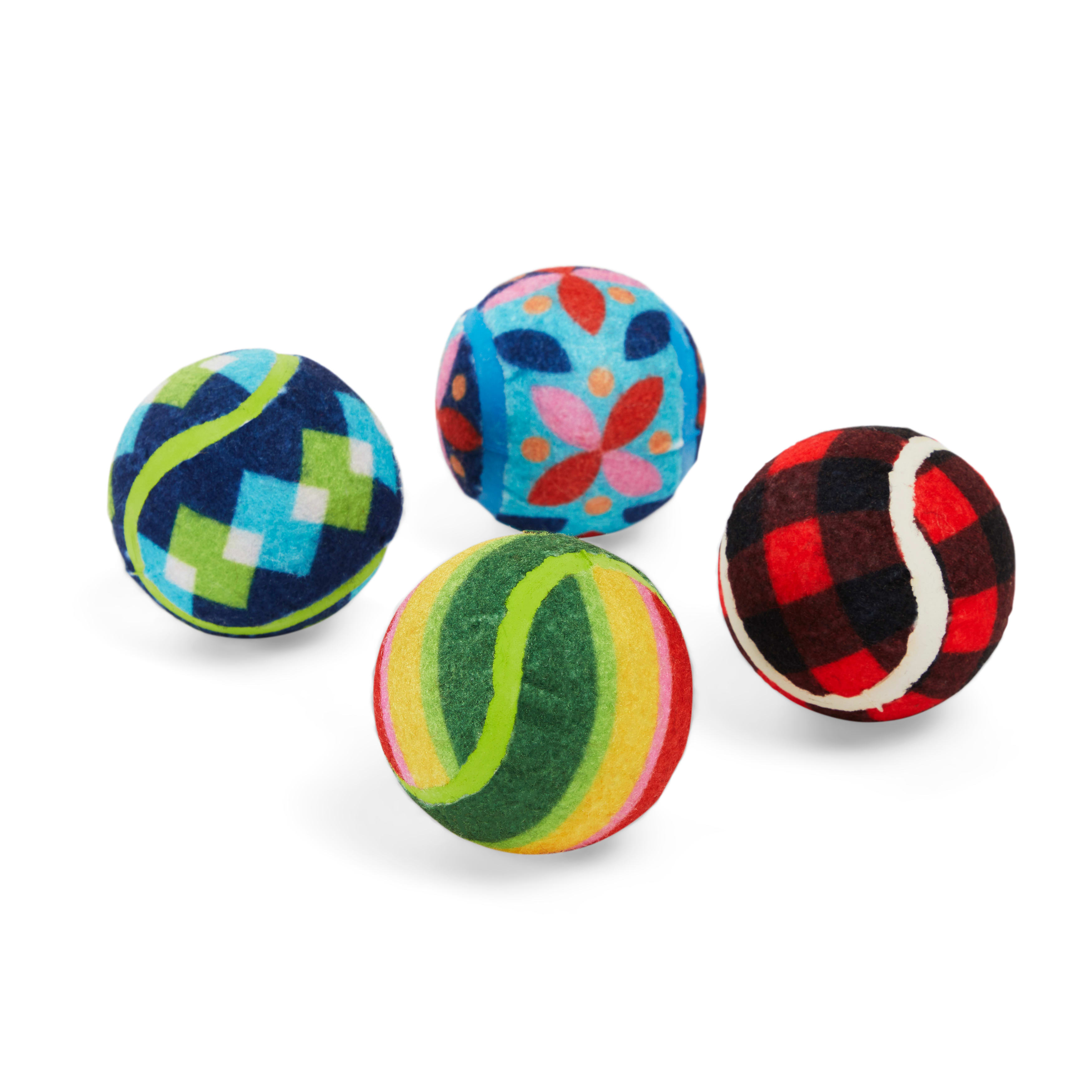 MORE AND MERRIER Ornament Stripe Tennis Ball Dog Toy， Small