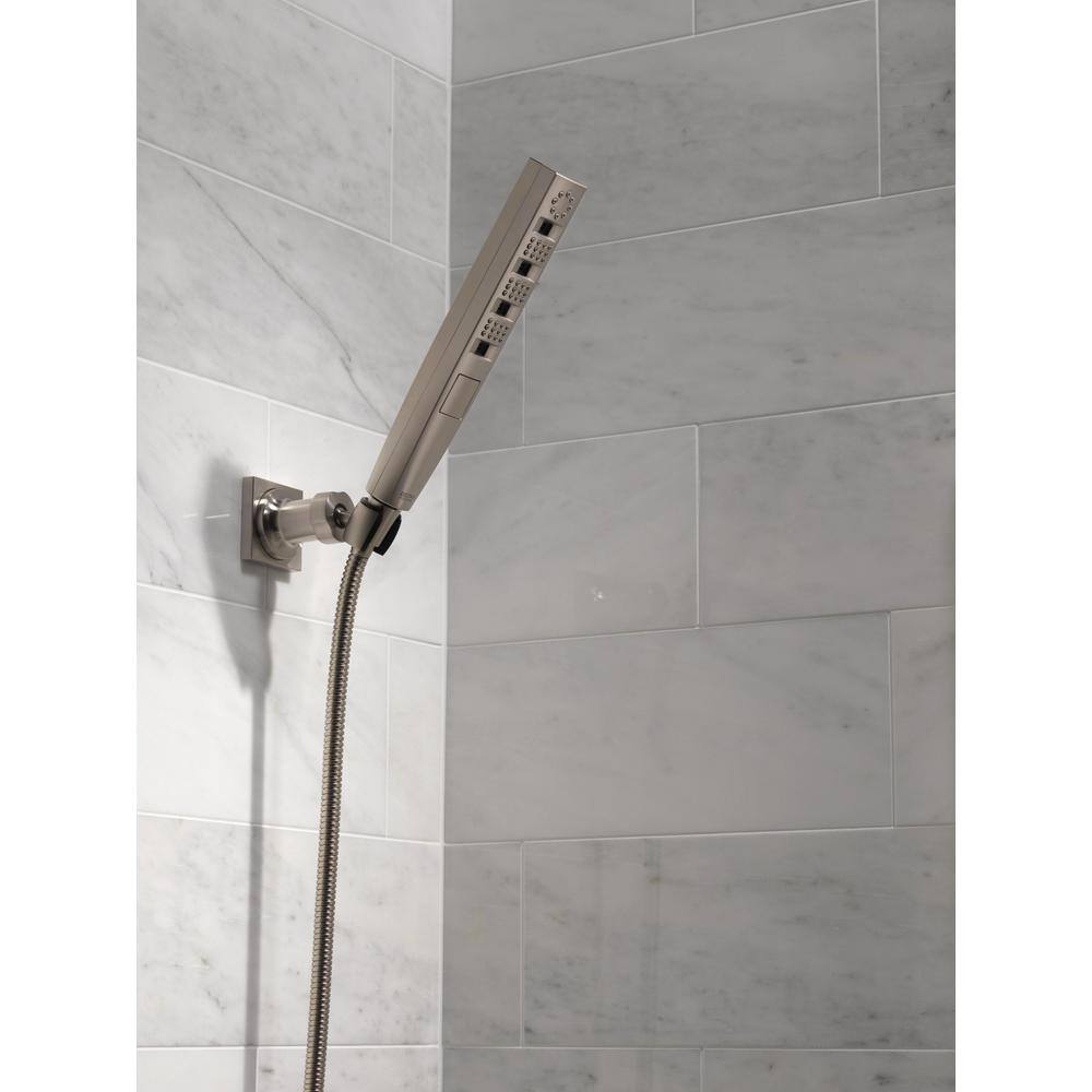 Delta 4-Spray Patterns 1.75 GPM 1.43 in. Wall Mount Handheld Shower Head with H2Okinetic in Lumicoat Stainless 59140-SS-PR-PK