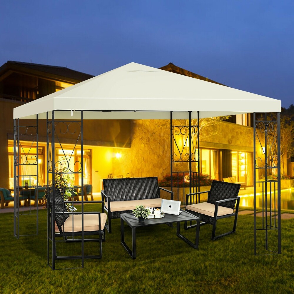 Costway 10'x10' Patio Gazebo Canopy Tent Steel Frame Shelter Patio