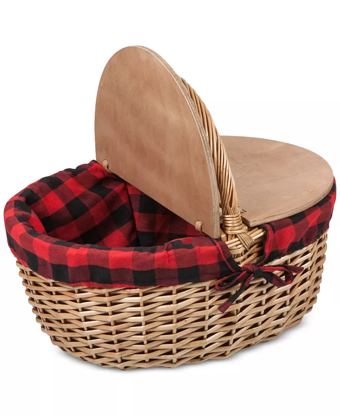 Picnic Time Country Red and Black Buffalo Plaid Picnic Basket