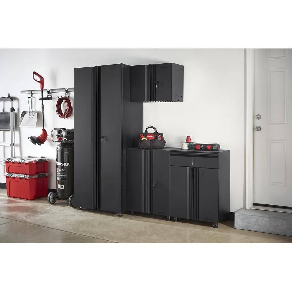 Husky 4-Piece Regular Duty Welded Steel Garage Storage System in Black GS07804-DW