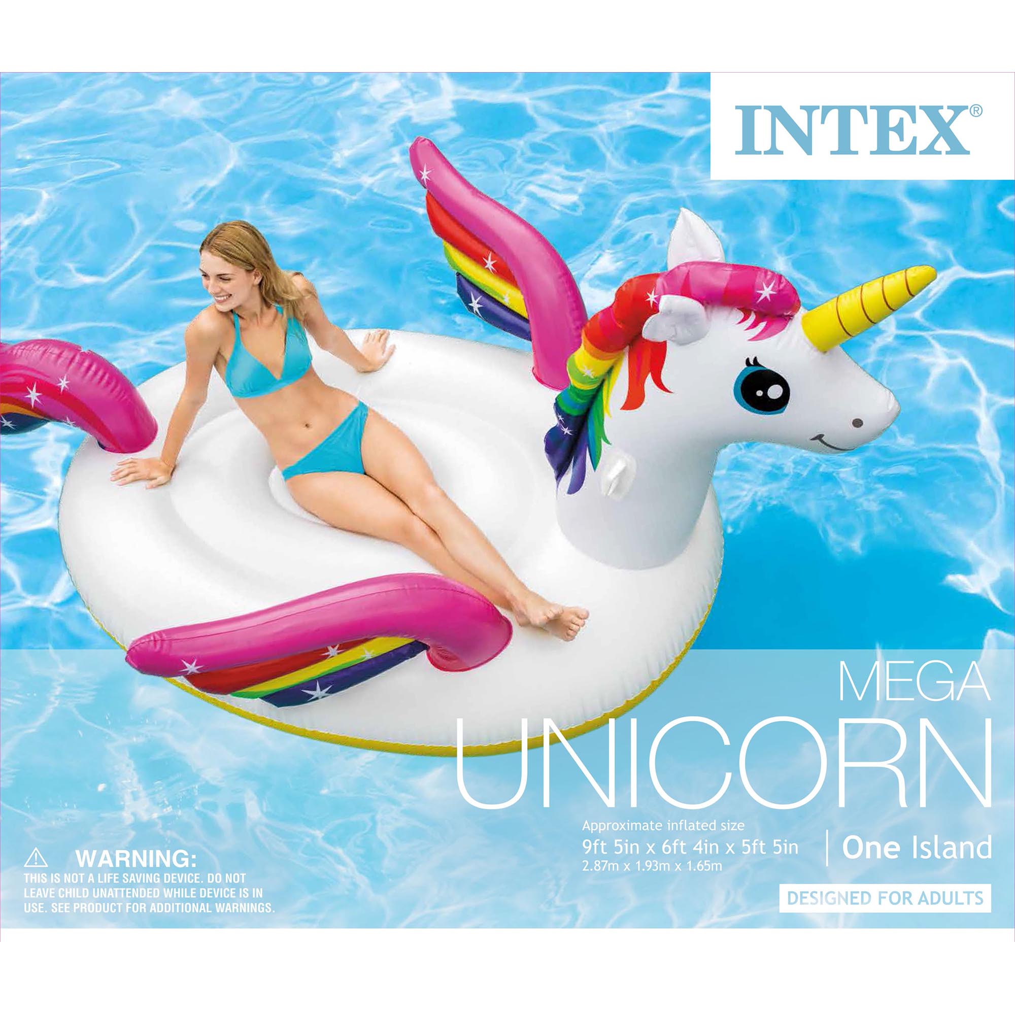 Intex Giant Inflatable Magical Mega Unicorn Island Ride On Swimming Pool Float