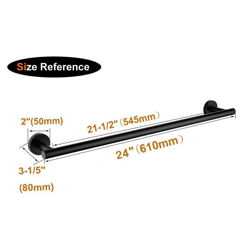 ruiling 24 in. Wall mount Towel Bar in Stainless Steel Matte Black ATK-192